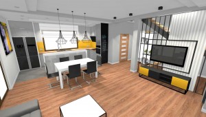 Makowice / dom jednorodzinny - salon z kuchnią